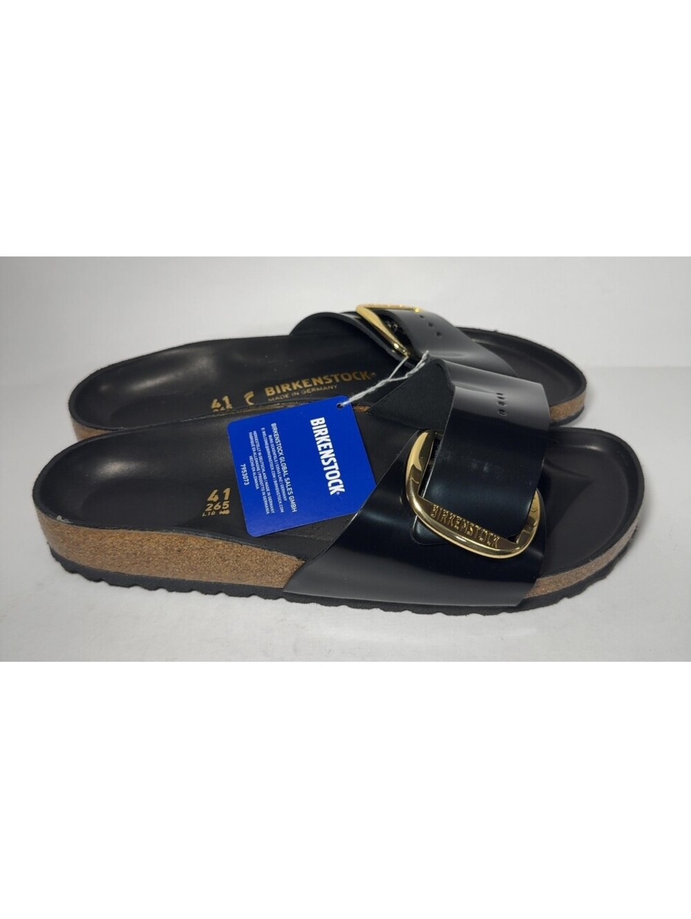 Birkenstock Madrid Big Buckle Sandals Black Patent Leather Size 41 NWT
